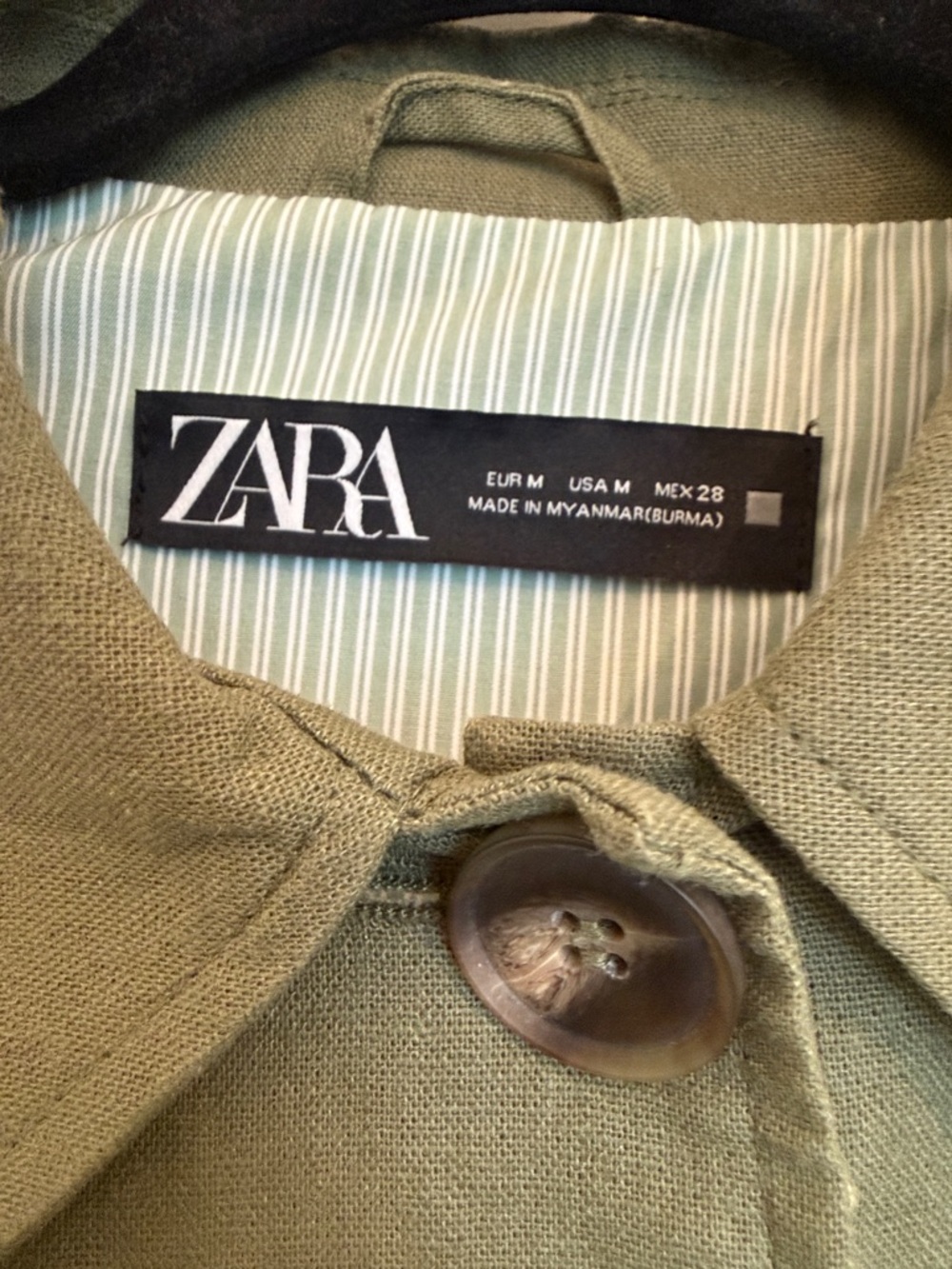 Zara Olive Utility Button-Up Coat Jacket - Picture 2 of 6